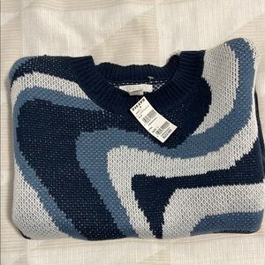 Women blue and white Sweater
